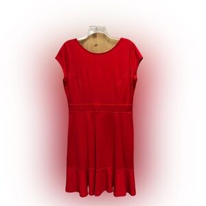 LOFT Red Cap Sleeve Midi Dress